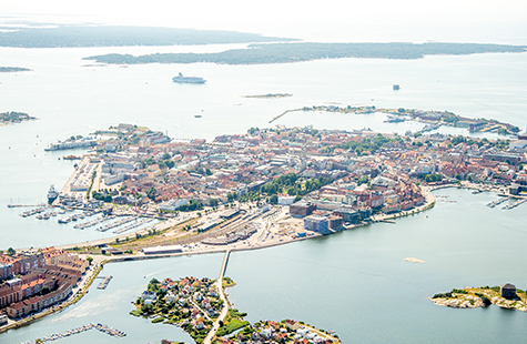 Flygbild över Karlskrona. Foto: Karlskrona kommun